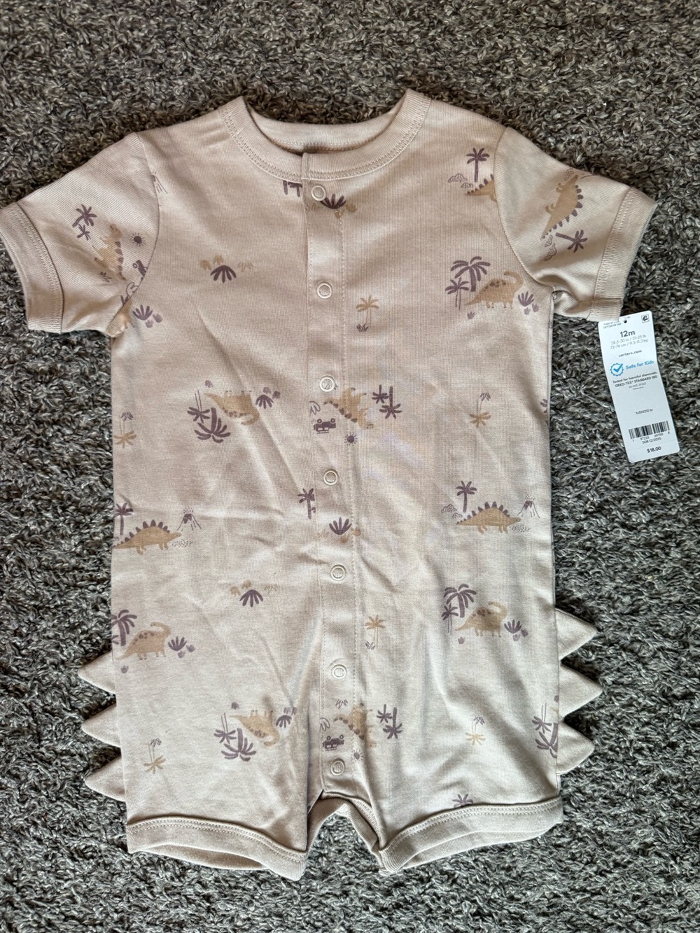 Carter's Beige Dino Print Short Romper